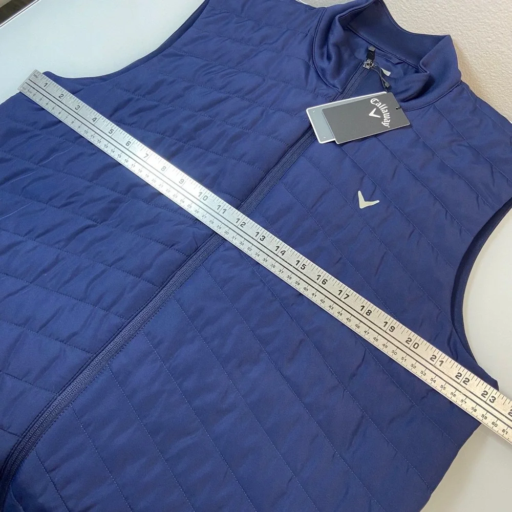 Callaway Mens Large Navy Blue Quilted Puffer Golf‎ Vest New Sun Protection